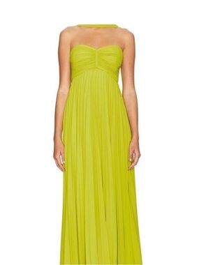 💛🌟🍯🍋Delfi Collective Yellow Pleated Maxi Dress Open Back Formal Wedding Guest